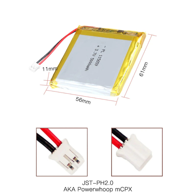 Chargez l&#39;image dans la visionneuse de la galerie, [PH2.0-JST Connector][115659] Universal 5000mAh 3.7V Rechargeable Li-Ion Lithium Polymer Battery - Polar Tech Australia
