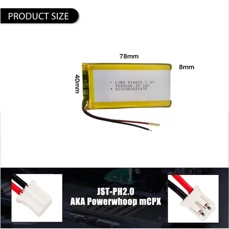Load image into Gallery viewer, [PH2.0-JST Connector][814076] Universal 4000mAh 3.8V Rechargeable Li-Ion Lithium Polymer Battery - Polar Tech Australia
