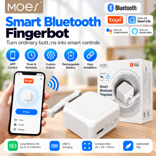 Moes Tuya Smart Switch Robot Fingerbot Bluetooth Switch Remote Control Button Pusher Finger Robot - Polar Tech Australia