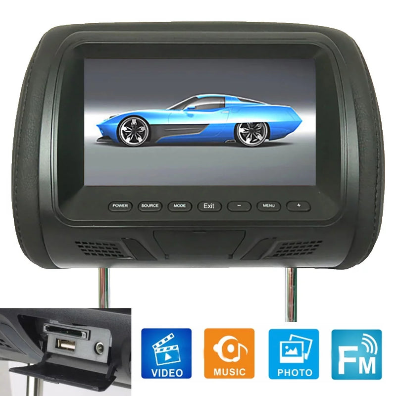 Chargez l&#39;image dans la visionneuse de la galerie, Universal 7 Inch Car Headrest Monitor Rear Seat Entertainment Multi-media Player Adjustable Wireless Control - Polar Tech Australia
