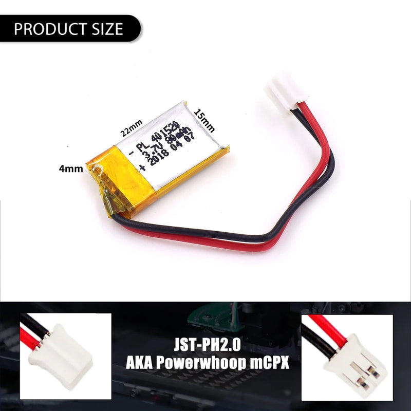 Cargue la imagen en el visor de la galería, [PH2.0-JST Connector][401420] Universal 80mAh 3.7V Rechargeable Li-Ion Lithium Polymer Battery - Polar Tech Australia
