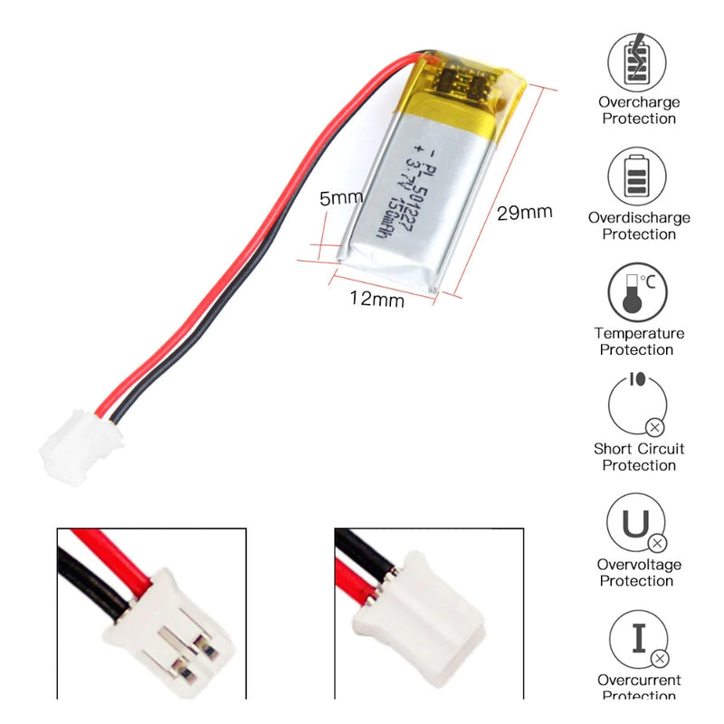 Chargez l&#39;image dans la visionneuse de la galerie, [PH2.0-JST Connector][402025] Universal 150mAh 3.7V Rechargeable Li-Ion Lithium Polymer Battery - Polar Tech Australia
