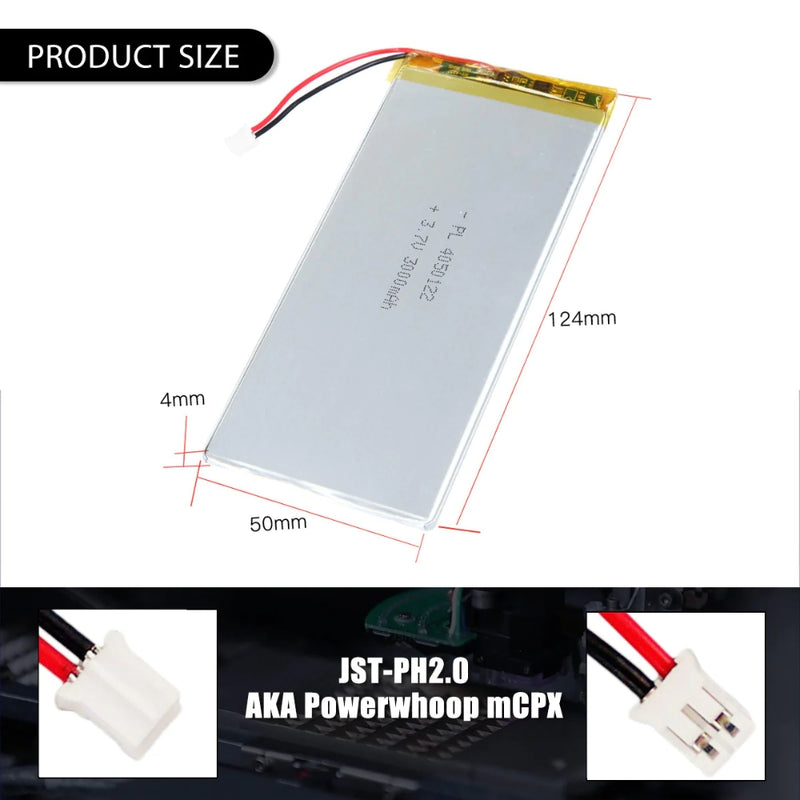 Cargue la imagen en el visor de la galería, [PH2.0-JST Connector][4050122] Universal 3000mAh 3.7V Rechargeable Li-Ion Lithium Polymer Battery - Polar Tech Australia
