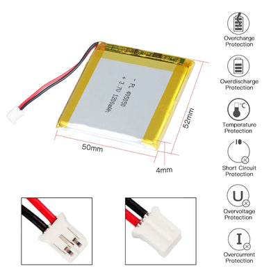 [PH2.0-JST Connector][405050] Universal 1200mAh 3.7V Rechargeable Li-Ion Lithium Polymer Battery - Polar Tech Australia
