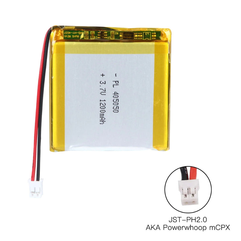 Cargue la imagen en el visor de la galería, [PH2.0-JST Connector][405050] Universal 1200mAh 3.7V Rechargeable Li-Ion Lithium Polymer Battery - Polar Tech Australia
