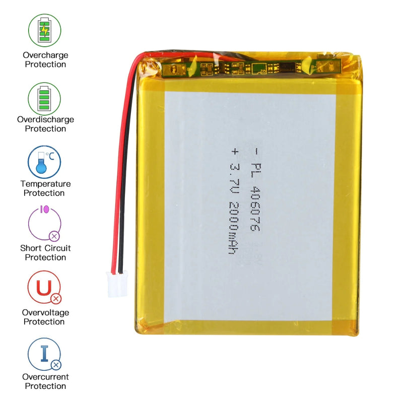 Cargue la imagen en el visor de la galería, [PH2.0-JST Connector][406076] Universal 2000mAh 3.7V Rechargeable Li-Ion Lithium Polymer Battery - Polar Tech Australia
