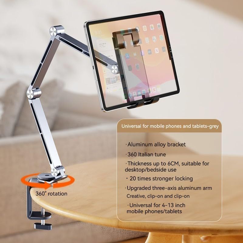 Chargez l'image dans la visionneuse de la galerie, Adjustable Phone &amp; Tablet Stand – Swivel Arm, Fits 4"–13" Devices - Polar Tech Australia
