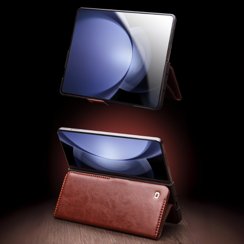 Load image into Gallery viewer, [Built-in Card Slot] Samsung Galaxy Z Fold7 Folding Genuine Leather Wallet Protective Case
