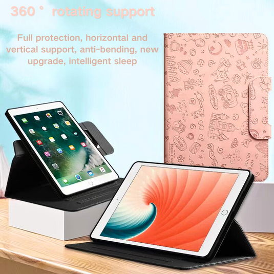 Apple iPad 5/6 9.7'' 5/6th Gen (2017/2018) Smart 360° Degree Rotate Stand Leather Case - Polar Tech Australia