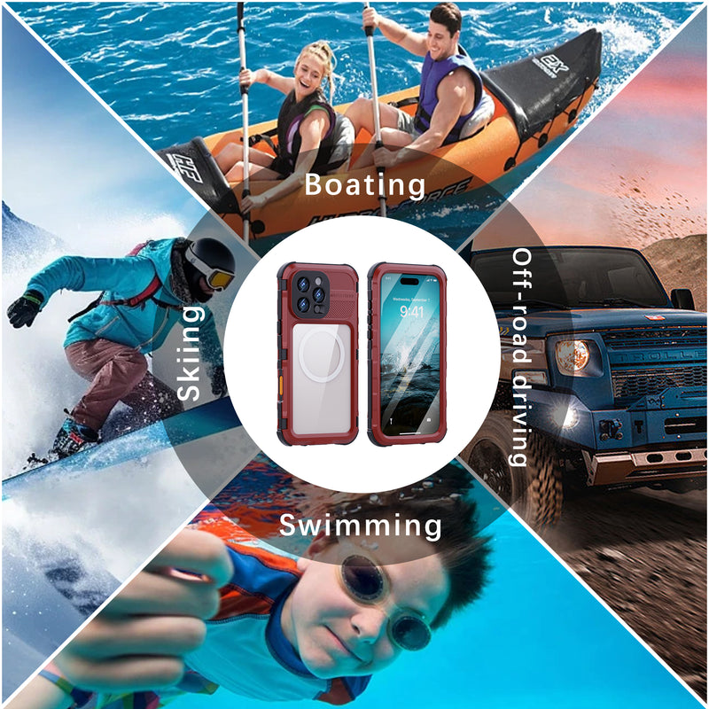 Cargue la imagen en el visor de la galería, [M Series][Magsafe Compatible] Apple iPhone 14 / 14 Plus / 14 Pro / 14 Pro Max - Redpepper Metal Heavy Duty Waterproof Magnetic Silicone Phone Case With Lanyard - Polar Tech Australia
