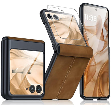 Motorola Moto Razr 50 Ultra/Razr Plus 2024 - Hinge Protection & Thin PU Leather Matte PC Shockproof Case - Polar Tech Australia