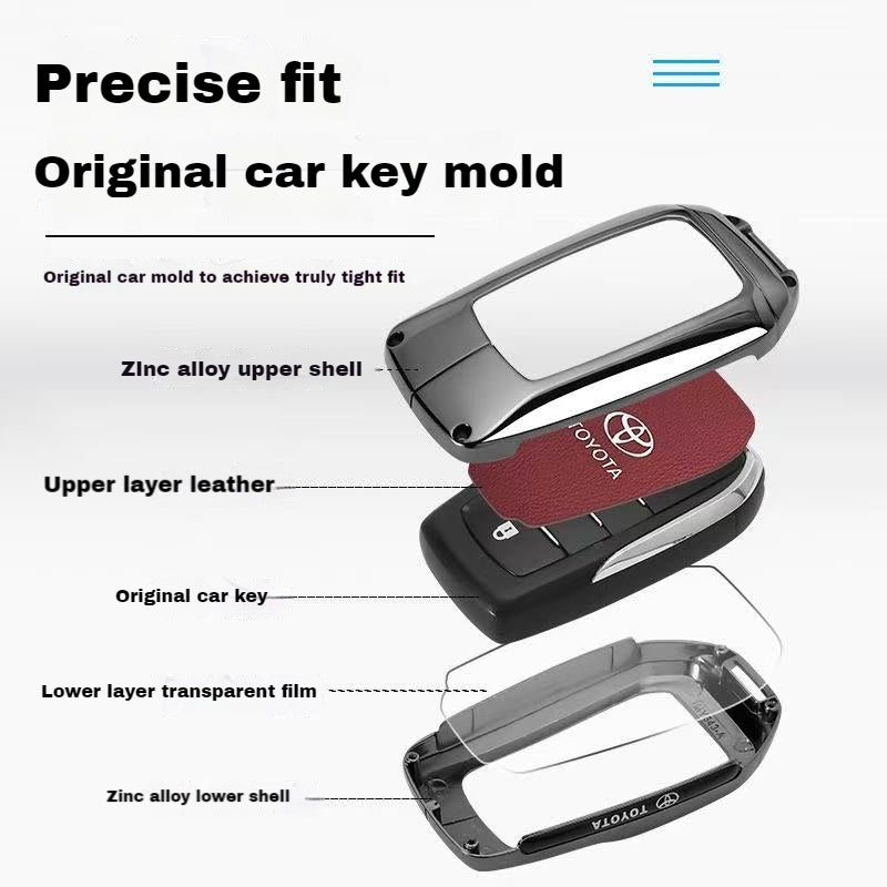 Chargez l'image dans la visionneuse de la galerie, Toyota PU Leather + Zinc Alloy Car Key Fob Case Cover For Corolla, Prius, Camry, C-HR, RAV4, Altis, Land Cruiser Prado - i-Station Mobile Phone &amp; Electronic Device Repair and Accessories
