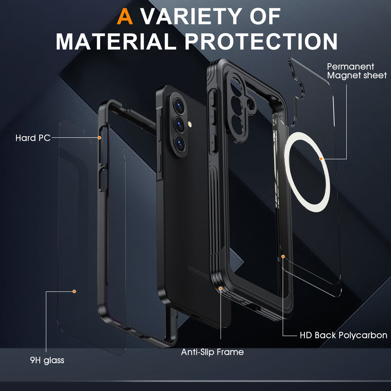 Load image into Gallery viewer, [Magsafe Compatible] Samsung Galaxy A36 &amp; A37 &amp; A56 - 9H Glass Three-proof Full Cover Heavy Duty Series Case - Polar Tech Australia
