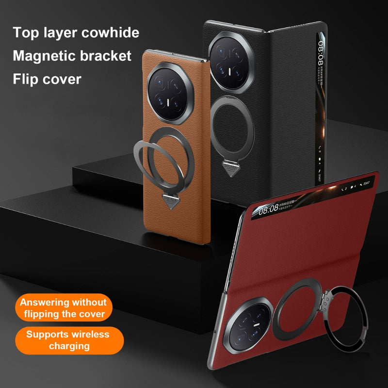 Cargue la imagen en el visor de la galería, Honor Magic V6 - Smart View Window MagSafe Magnetic Holder Leather Phone Case
