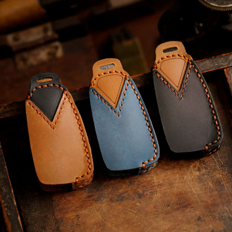 Chargez l&#39;image dans la visionneuse de la galerie, Ford Handcrafted Genuine Leather Car Key Fob Protective Case Cover For Kuga, Edge, Ranger, Mondeo, Focus
