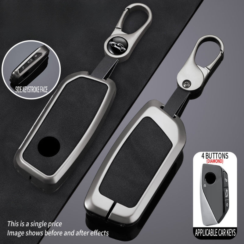 Load image into Gallery viewer, BMW Zinc Alloy + Leather Protection Car Key Fob Case Cover For X1, X6, X7, ix1, ix40, ix50
