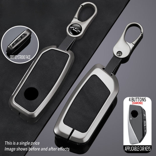 BMW Zinc Alloy + Leather Protection Car Key Fob Case Cover For X1, X6, X7, ix1, ix40, ix50