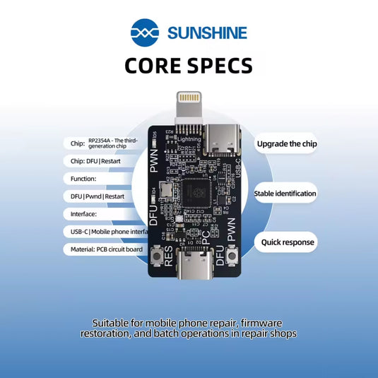 SUNSHINE RP2354A DFU Engineering Board iPhone PWN Mode Tool A12/A13 Device Repair Tool