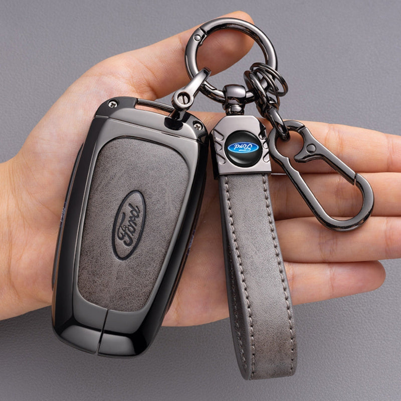 Chargez l&#39;image dans la visionneuse de la galerie, Ford Alloy + Leather Protection Car Key Fob Case Cover For Ranger, Wildtrak, Everest, Explorer, Ecosport, Edge, Escape, Focus, Fiesta, Mustang
