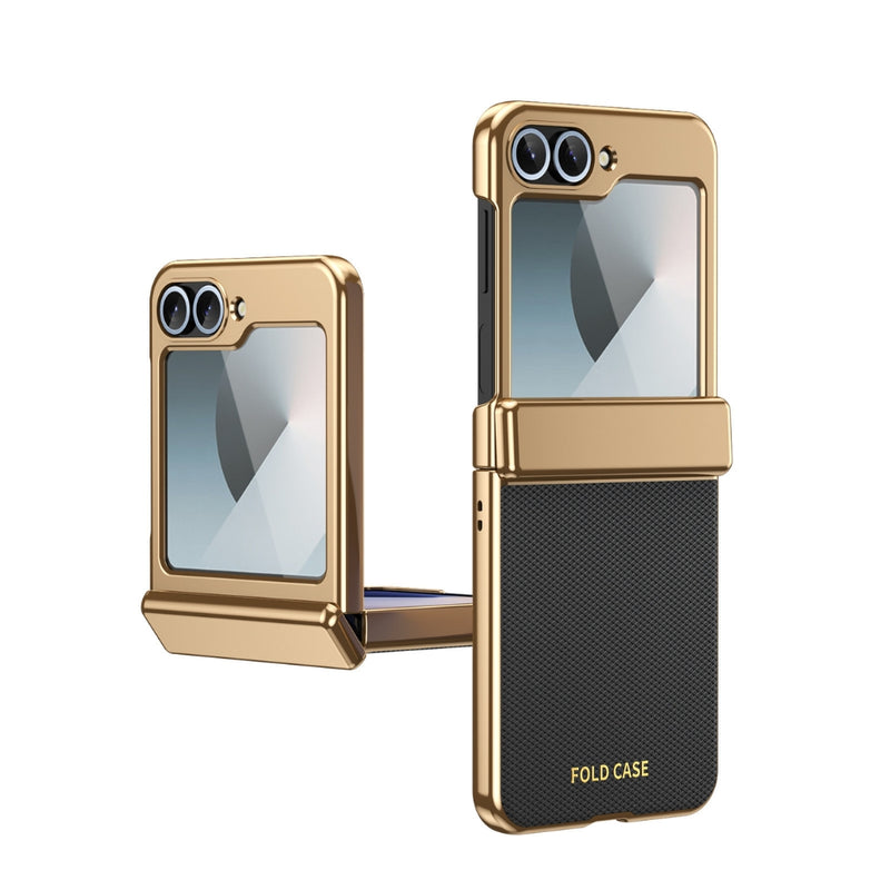 Load image into Gallery viewer, Samsung Galaxy Z Flip8 5G - Electroplated Vegan Leather Full-Body Shockproof Phone Case
