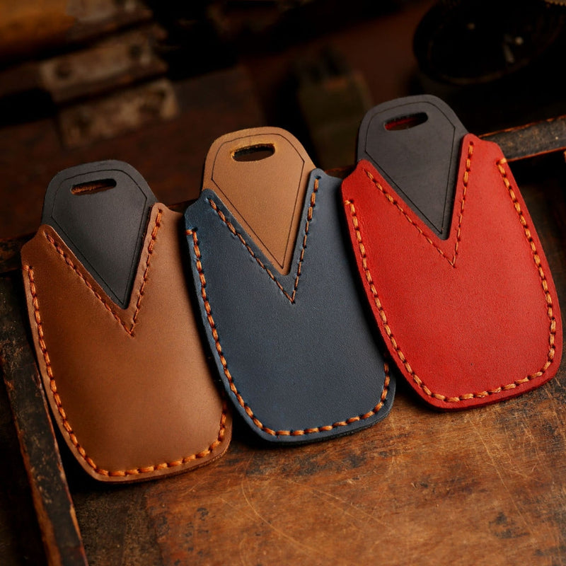 Chargez l&#39;image dans la visionneuse de la galerie, Ford Handcrafted Genuine Leather Car Key Fob Protective Case Cover For Edge, Mondeo, Ka, Fiesta, Focus, Galaxy, Mustang, Kuga
