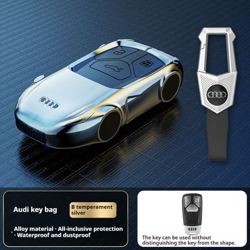 Load image into Gallery viewer, Audi Zinc Alloy Silicone Car Key Fob Case Cover For A3, A4, A5, A6, A8, Q2, Q5, Q7, Q8, e-tron
