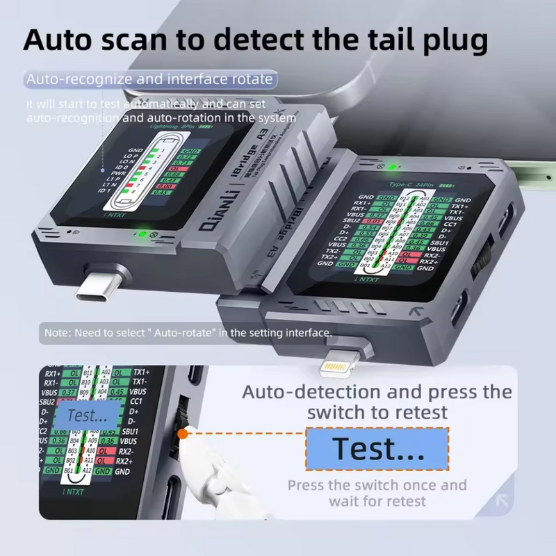 Load image into Gallery viewer, [iBridge A3] QianLi Charging Port Analysis Tester with Lightning Type-C Port
