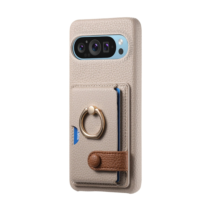 Cargue la imagen en el visor de la galería, Google Pixel 10 Pro XL - Retro PU Leather Shockproof Phone Case with Ring Holder &amp; Card Slot
