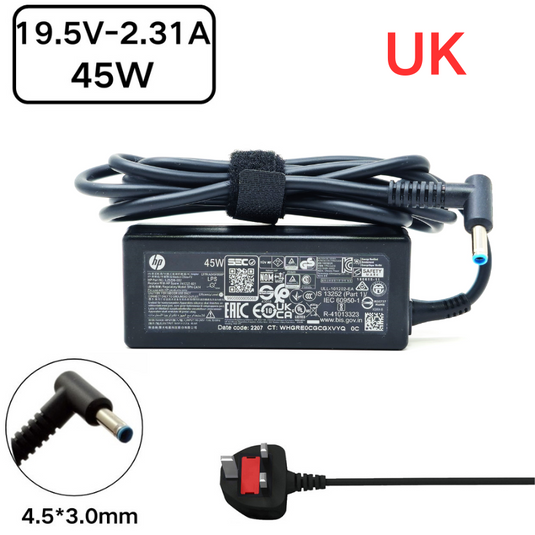 [19.5V-2.31A/45W][4.5x3.0 Blue Tip] HP Pavilion 11 13 15 & HP Elitebook Folio Laptop AC Power Supply Adapter Charger - Polar Tech Australia