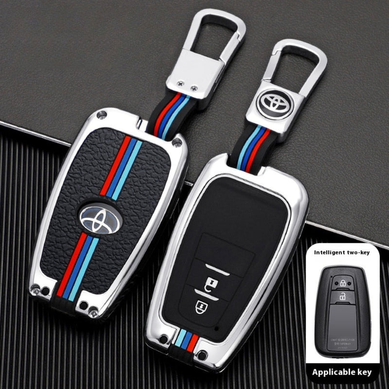Chargez l&#39;image dans la visionneuse de la galerie, Toyota Metal Shell &amp; Soft Silicone Full Protection Car Key Fob Case Cover For Camry RAV4 Highlander Avalon C-HR Prius Corolla
