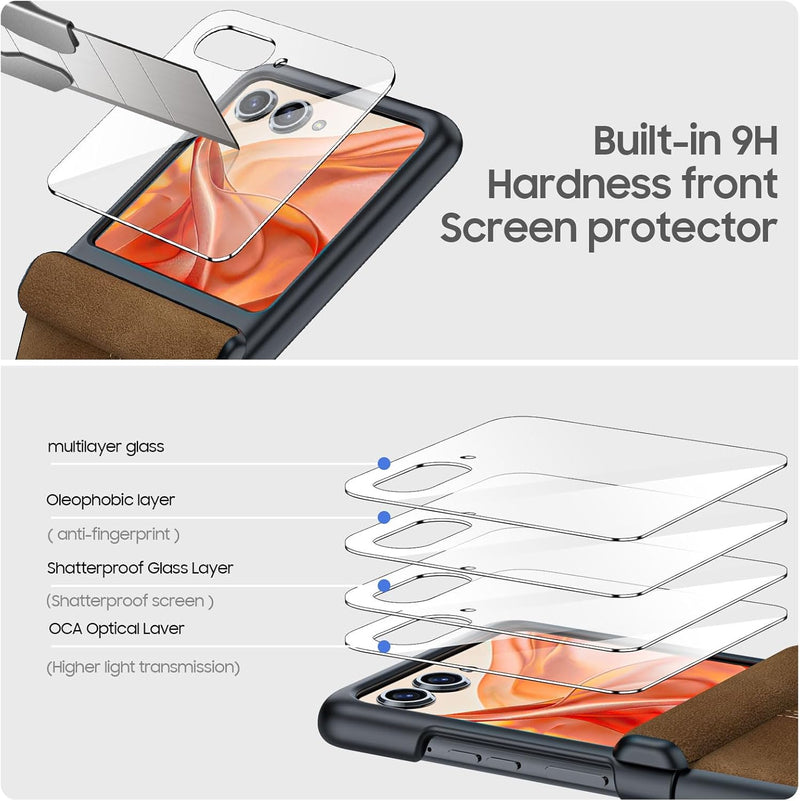 Chargez l&#39;image dans la visionneuse de la galerie, Motorola Moto Razr 50 Ultra/Razr Plus 2024 - Hinge Protection &amp; Thin PU Leather Matte PC Shockproof Case - Polar Tech Australia
