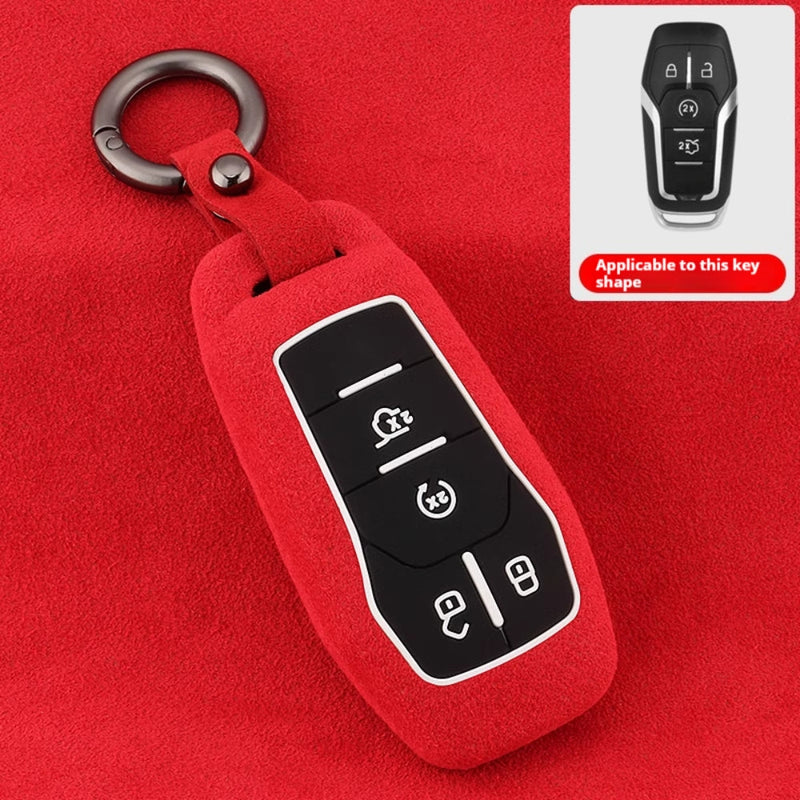 Chargez l&#39;image dans la visionneuse de la galerie, Ford High-Quality Suede Car Key Fob Protective Case Cover For Fusion, Mondeo, Mustang, Explorer, Edge, EcoSport
