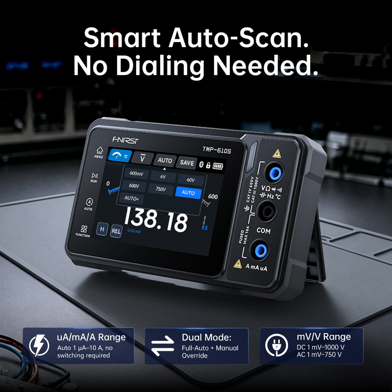 Cargue la imagen en el visor de la galería, [TMP-600, TMP-610S] FNIRSI 3-in-1 Digital Multimeter DSO DDS Generator 60,000 Counts TRMS Bluetooth App Sync
