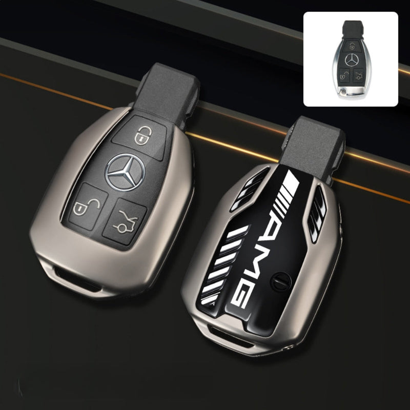 Chargez l&#39;image dans la visionneuse de la galerie, Mercedes Benz Carbon Fiber Metal Protective Car Key Fob Case Cover For Benz A, B, C, E, GLC, GLE
