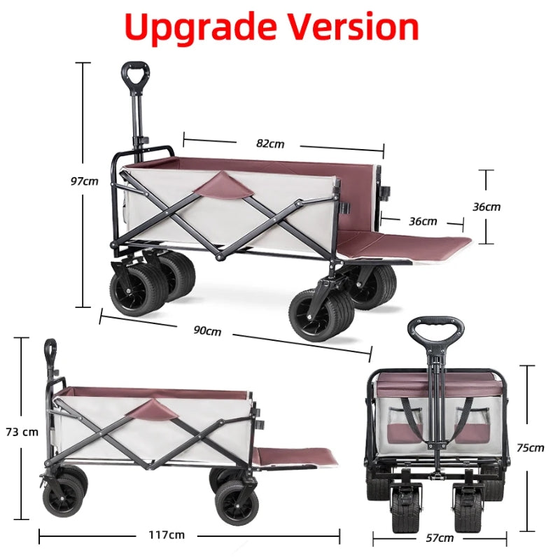 Load image into Gallery viewer, Extender Folding Cart Outdoor Extra Long Utility Large Capacity Wagon Cart Camping Picnic Trolley Beach Collapse Folding Cart - Polar Tech Australia
