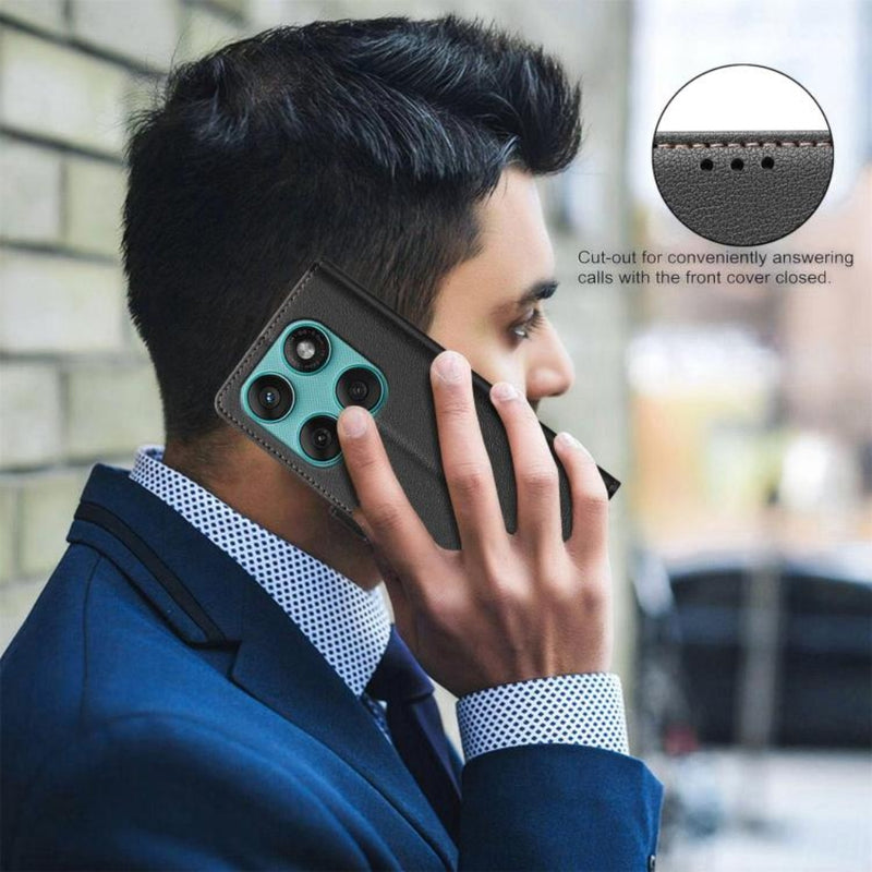 Chargez l&#39;image dans la visionneuse de la galerie, Motorola Moto E13 4G - Litchi Texture RFID Anti-theft Leather Phone Case - Polar Tech Australia
