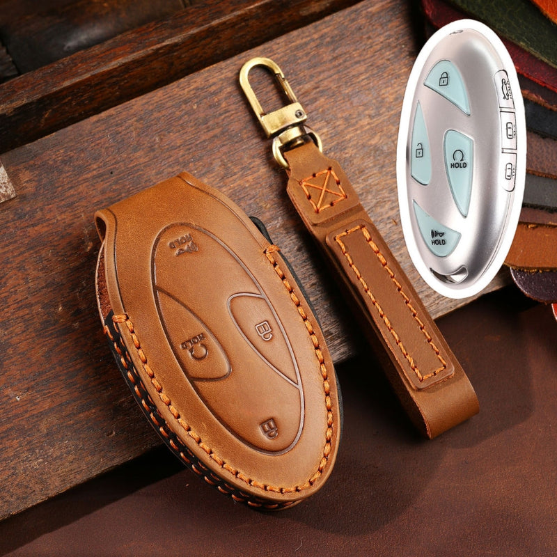 Load image into Gallery viewer, Hyundai Handcrafted Genuine Leather Car Key Fob Protective Case Cover For Ionic 6, Kona EV, Grandeur GN7
