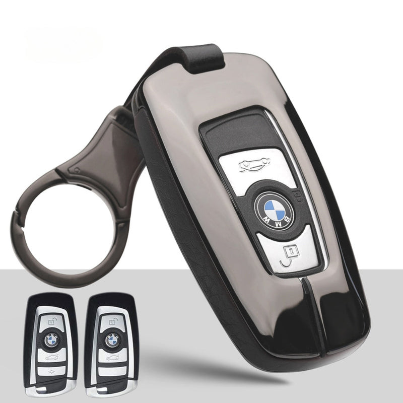 Cargue la imagen en el visor de la galería, BMW Zinc Alloy + Leather Car Key Fob Case Cover For 1, 3, 4, 5, 6 Series, X3, X5, X6, X7
