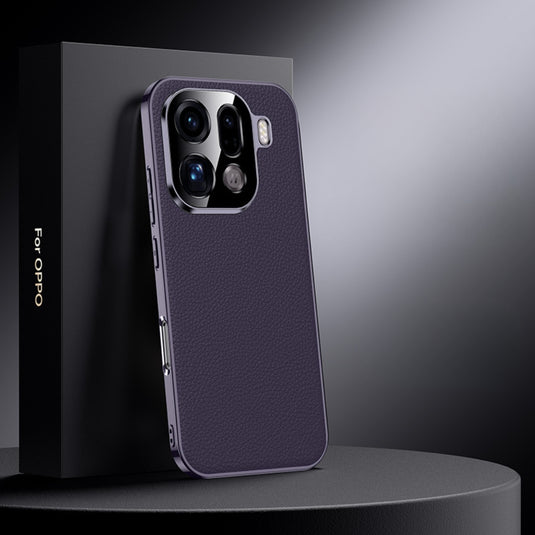 OPPO Find X9 Pro - Electroplated Genuine Leather Pebbled Case