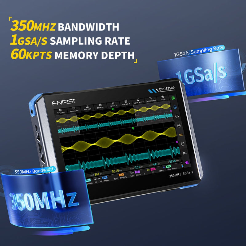 Chargez l'image dans la visionneuse de la galerie, [DPOS350P] FNIRSI 4-IN-1 350MHz 1GSPS Tablet Oscilloscope Signal Generator Spectrum Analyzer Frequency Response Analyzer
