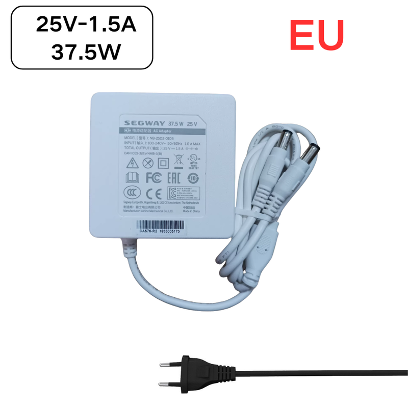 Cargue la imagen en el visor de la galería, [37.5W/25V-1.5A][Dual 5.5*2.5MM] Segway Ninebot W1 Drift Ninebot E2 / E2 II / E2 E/ E2 Plus/C / C2 Pro Series - KickScooter Replacement Charger - Polar Tech Australia

