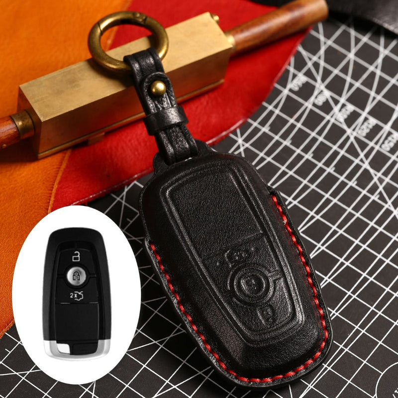 Chargez l&#39;image dans la visionneuse de la galerie, Ford Handcrafted Genuine Leather Folding Car Key Fob Protective Case Cover For Raptor F-150, Focus, Escort, Mondeo, Edge, Explorer, Mustang
