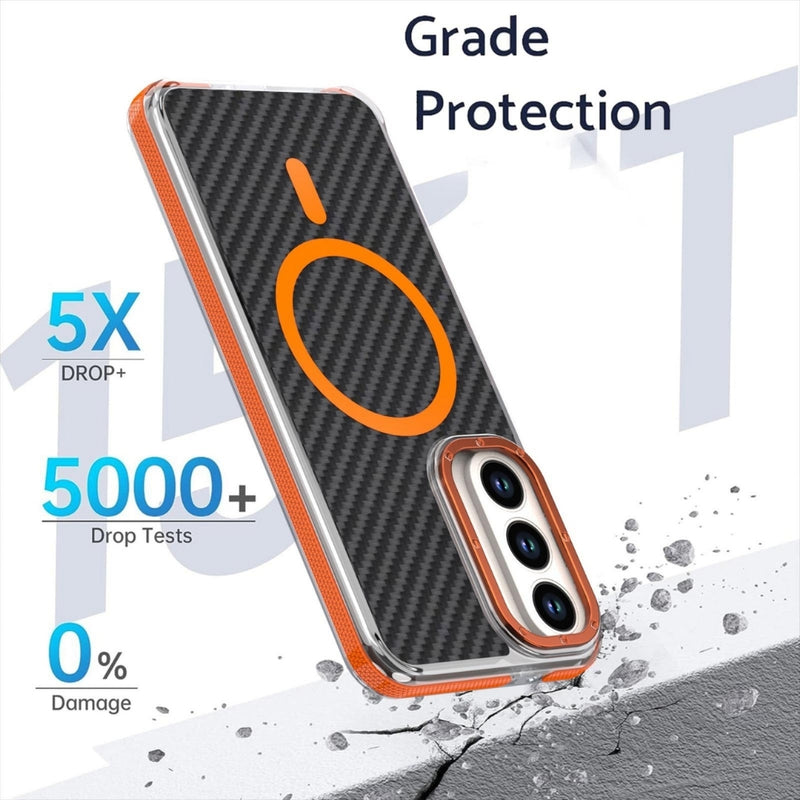 Chargez l'image dans la visionneuse de la galerie, Samsung Galaxy S26 FE - Dual-Tone Carbon Fiber Texture MagSafe Phone Case
