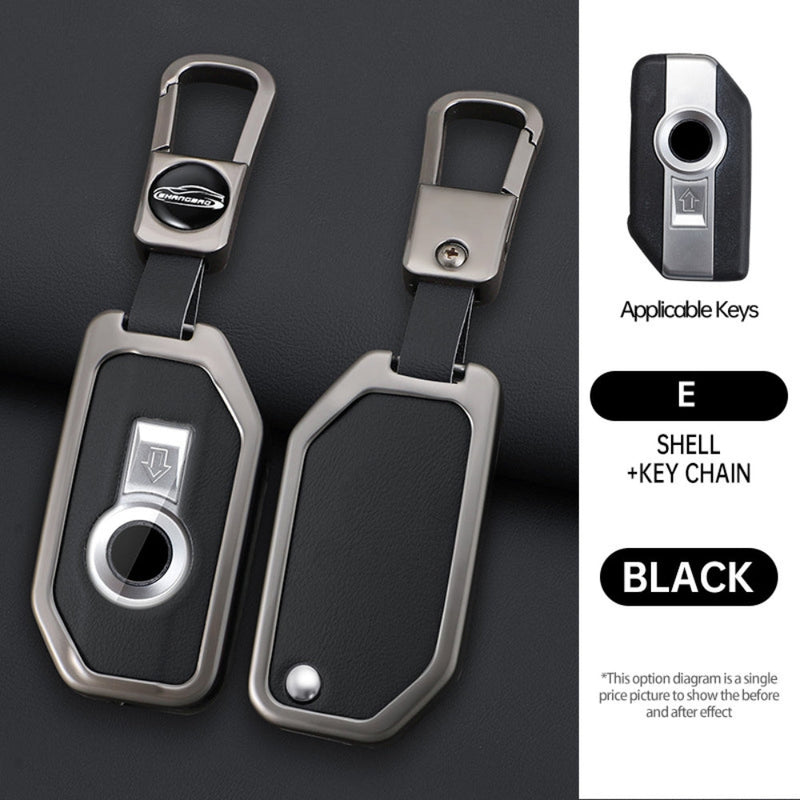 Load image into Gallery viewer, BMW Motorcycle Zinc Alloy + Leather Protection Car Key Fob Case Cover For R1200GS, R1250GS, R1200RT, K1600, K1600B
