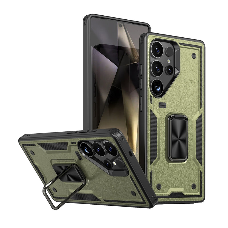 Load image into Gallery viewer, Samsung Galaxy S21 5G (SM-G991) - TPU+PC 2-in-1 Material Shockproof Protective Case with Metal Rotating Stand
