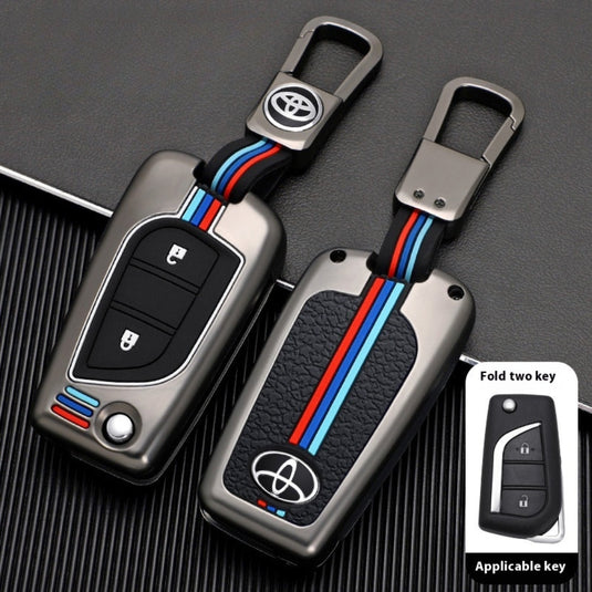 Toyota Foldable Style Metal Shell & Soft Silicone Full Protection Car Key Fob Case Cover For Camry RAV4 Highlander Avalon C-HR Prius Corolla
