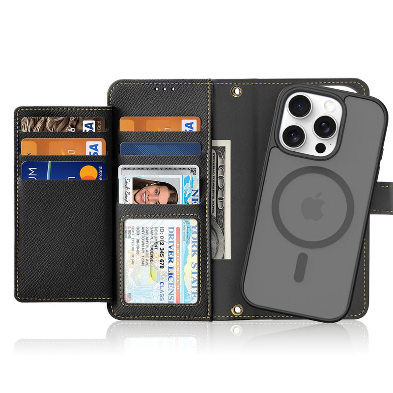 Load image into Gallery viewer, [Detachable][With Card Slot] Apple iPhone 17 - Detachable Magnetic Genuine Leather Wallet Case
