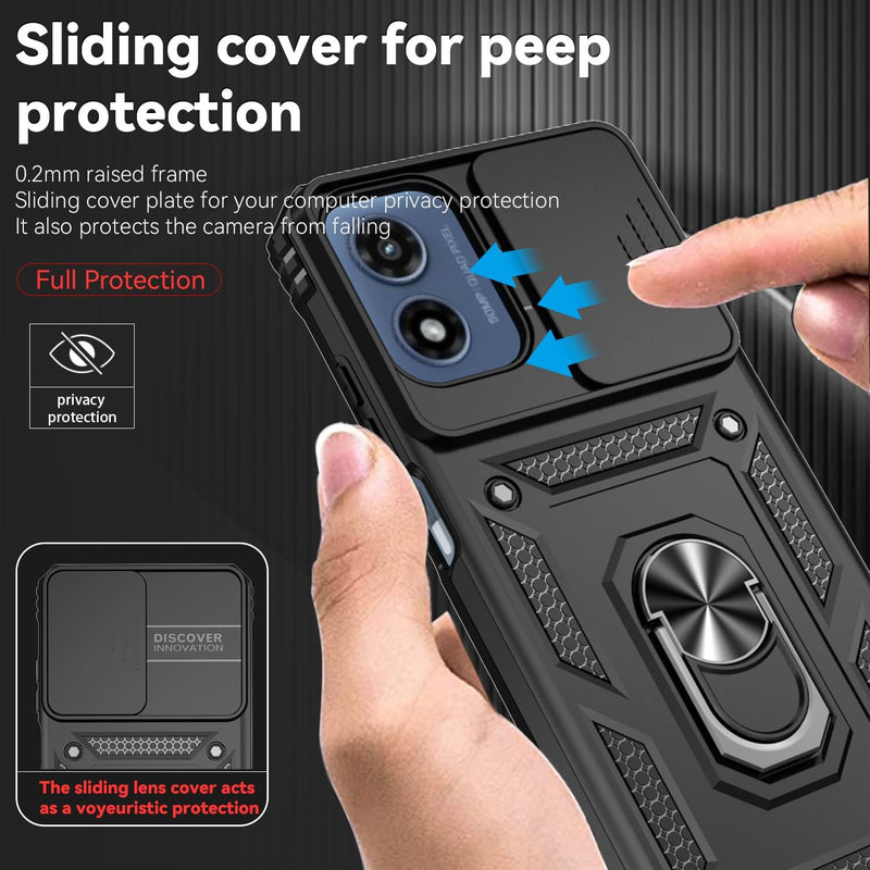 Cargue la imagen en el visor de la galería, [Magnetic Ring Kickstand][Slide Camera Cover] Motorola Moto G 5G 2024 - Shield Shockproof Rugged Heavy Duty Case - Polar Tech Australia
