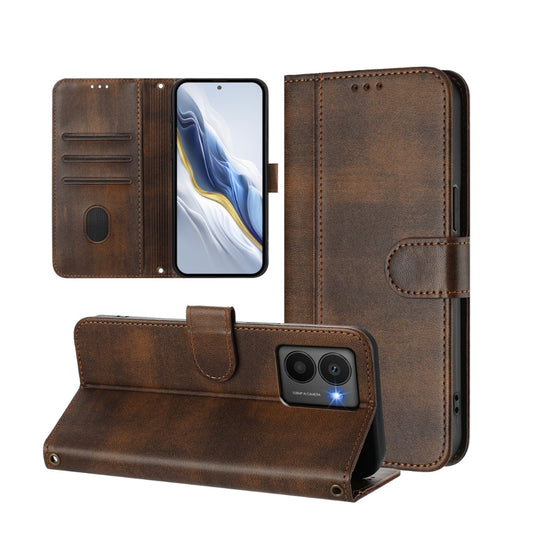 Nokia C1 2nd Edition / C01 Plus - Line Splicing Buckle Retro Leather Phone Case