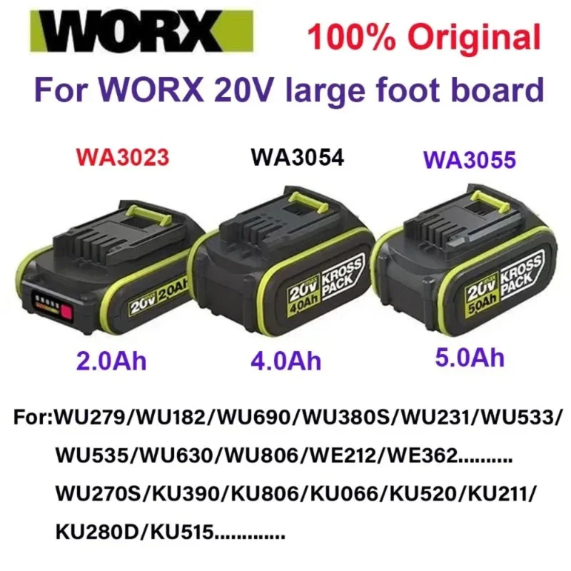 Cargue la imagen en el visor de la galería, Genuine Original Worx Green Battery WA3023 WA3054 WA3055 WA3406 20V 2.0Ah / 4.0Ah / 5.0Ah / 6.0Ah - Electrical Tool Li-ion Battery - Polar Tech Australia
